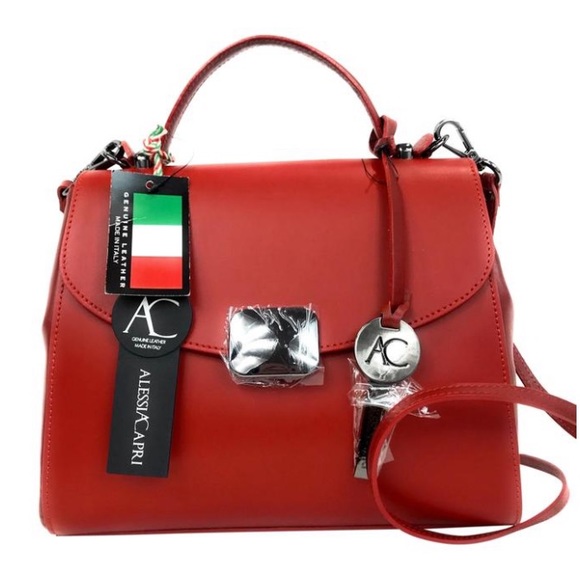 made in Italy flap leather satchel handbag bag - Picture 3 of 8